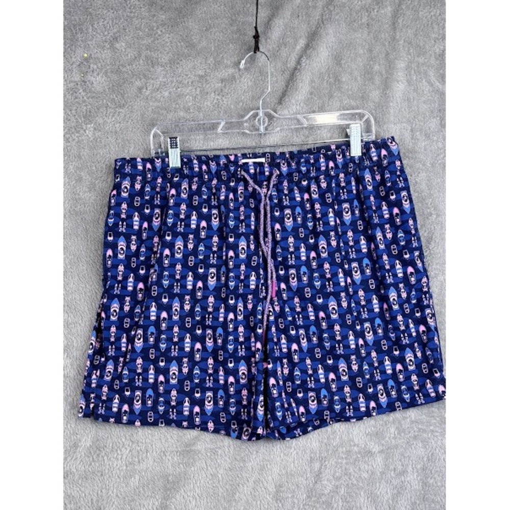 Buoy & Boat Mens Boat Print Swim Trunks Shorts with Liner - Large